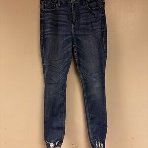 Dark Blue Distressed Hollister Women's Jeans